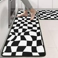 thumbnail image 2 of Kitchen Rugs Sets Of 2,Black and White Wavy Checkerboard Pattern Anti Fatigue Kitchen Mat Rugs Non Slip Washable,Decorative Kitchen Floor Mats for Kitchen,Sink,Laundry,17"x47"+17"x47", 2 of 5