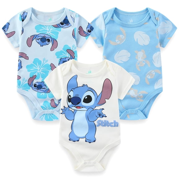 Disney Lilo & Stitch Baby Bodysuits(Boys), 3 Pack, Sizes 3M-12M