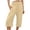 A-Khaki100, variant on Smocked High Waist Capri Pants for Women Side Pocket Summer Daily Long Trousers