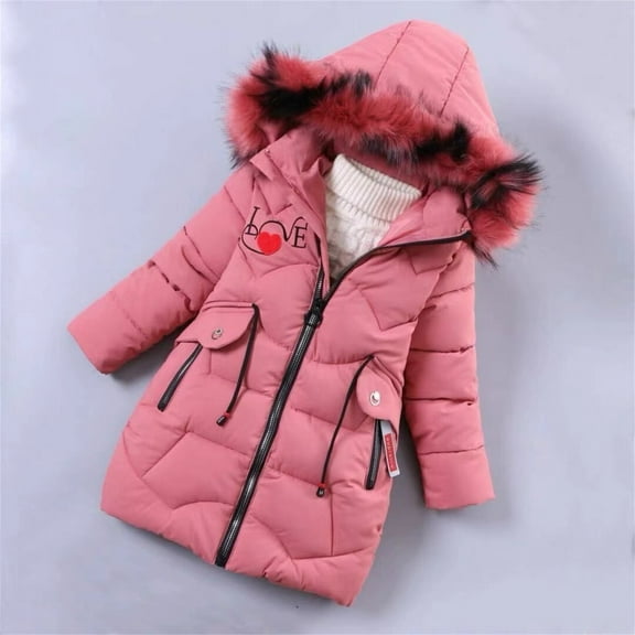 ATOGUTA Girl's Winter Coat Jacket Hooded Thickened Warm Winter Snowsuit Coat Outerwear Red, Size 8-13