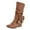 Brown-A, variant on Retro Women Rhinestones Bow Tie Low Heeled Slip On Mid Calf Boots Round Toe Shoes Wide Calf High Boots for Women Wide Width Boots for Women Wide Calf Tall Boots for Women with Heel Wide Calf Dark Wide