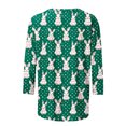 thumbnail image 5 of Jinhomg Women's Easter Day Shirt 2025 Trendy Rabbit Printed Tunic Tops Casual Comfy 3/4 Length Sleeve Crew Neck Spring Holiday Blouses Seasonal Sale Green XXXL, 5 of 6