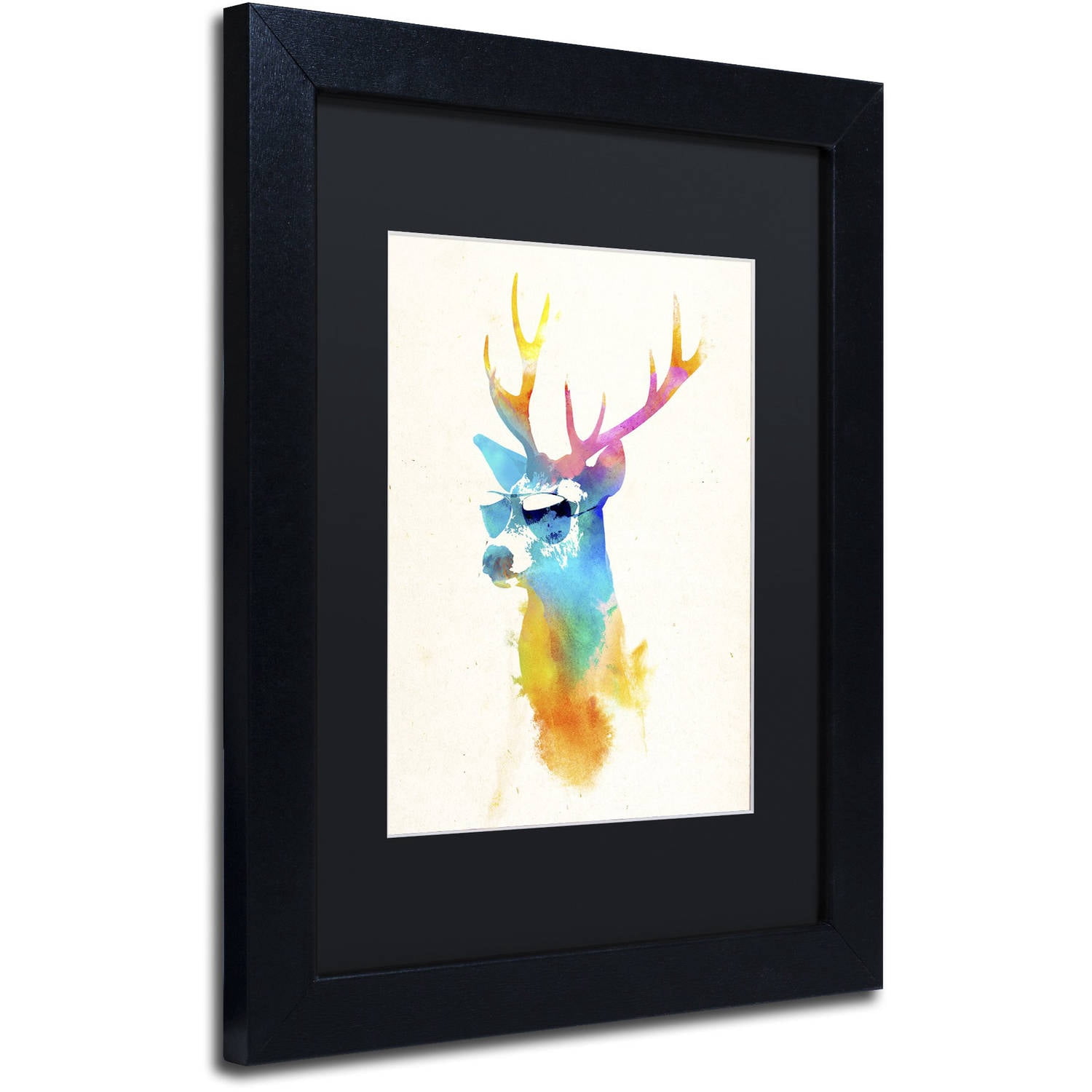 Trademark Fine Art 'Sunny Stag' Canvas Art by Robert Farkas, Black Matte, Black Frame