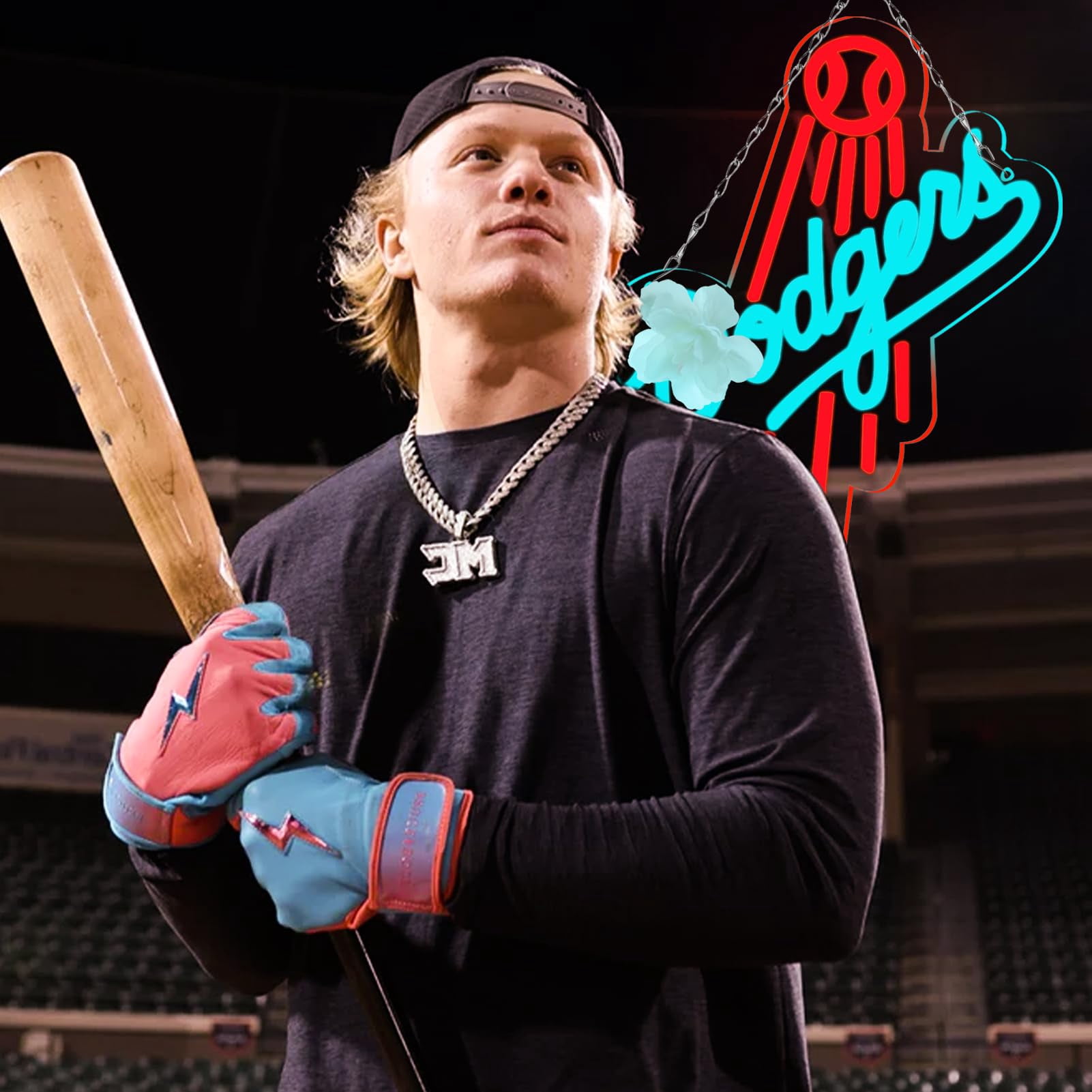 JFLLamp LED Neon Sign Baseball Theme Letter Design Red Blue Light USB Powered Wall Decor Acrylic Backboard Hanging Lamp