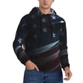 thumbnail image 2 of Uemuo American Flag Waving Print Pattern Men's Hoodie - Casual Pullover Hoodie with Kangaroo Pocket, Stylish Hooded Sweatshirt for Everyday Wear-XX-Large, 2 of 7