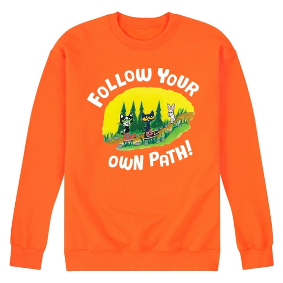 Pete The Cat - Follow Your Own Path - Men's Crew Neck Fleece Pullover
