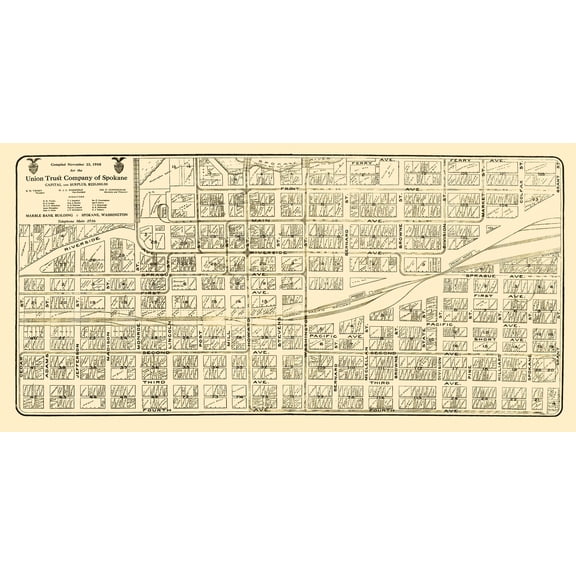 Historic City Map - Spokane Washington - Davis 1908 - 23 x 45.69 - Vintage Wall Art