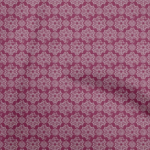oneOone Velvet Dark Magenta Fabric Mandala Quilting Supplies Print Sewing Fabric By The Yard 58 Inch Wide
