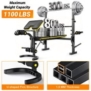 Weight Bench,Blacksmith 6-in-1 Adjustable 1100 lbs Load Bearing Weightbench Set with Squat Rack, Leg Developer, Preacher Curl, Butterfly Arms