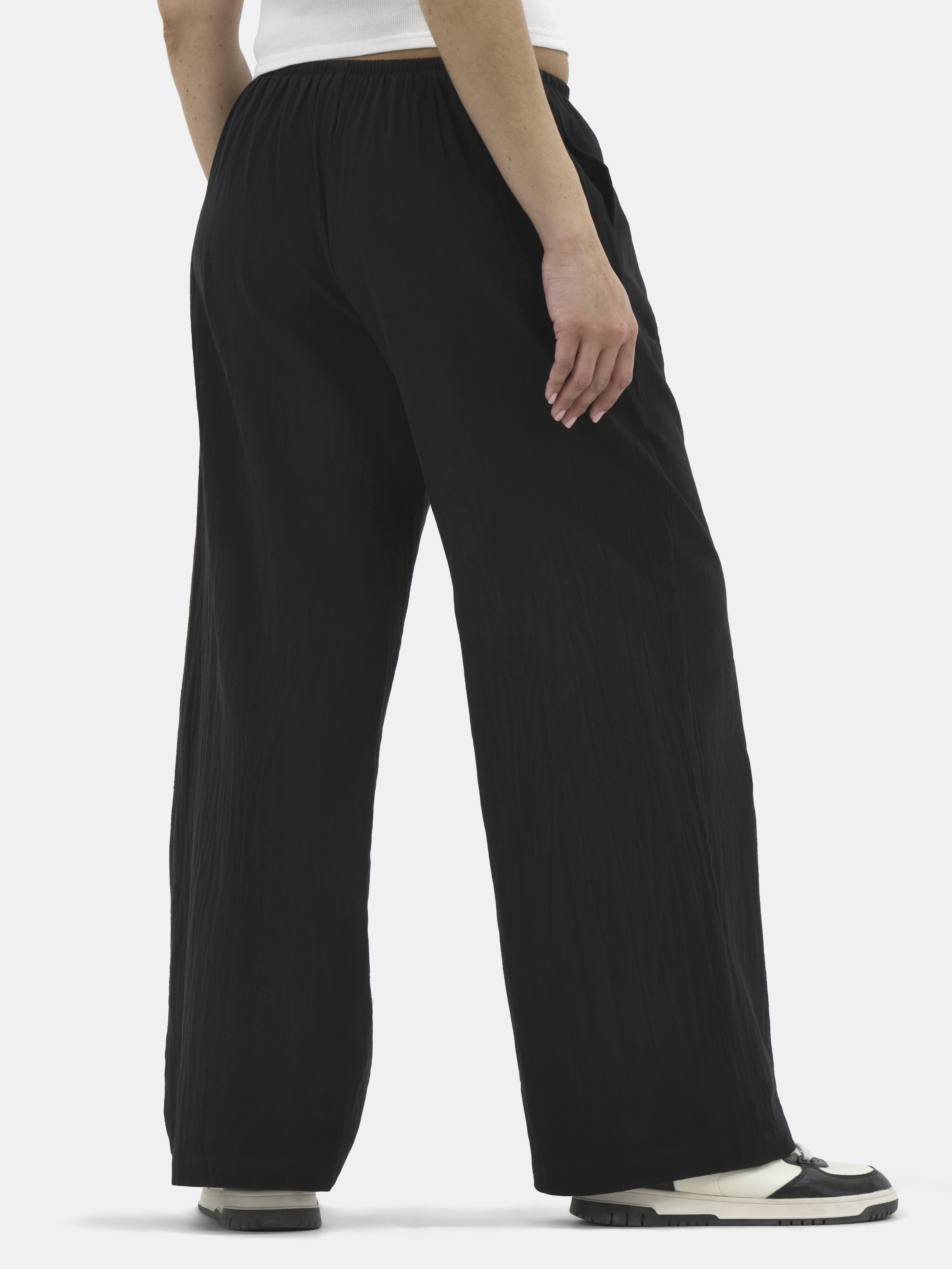 No Boundaries Women's Cotton Wide Leg Beach Pants, Lightweight