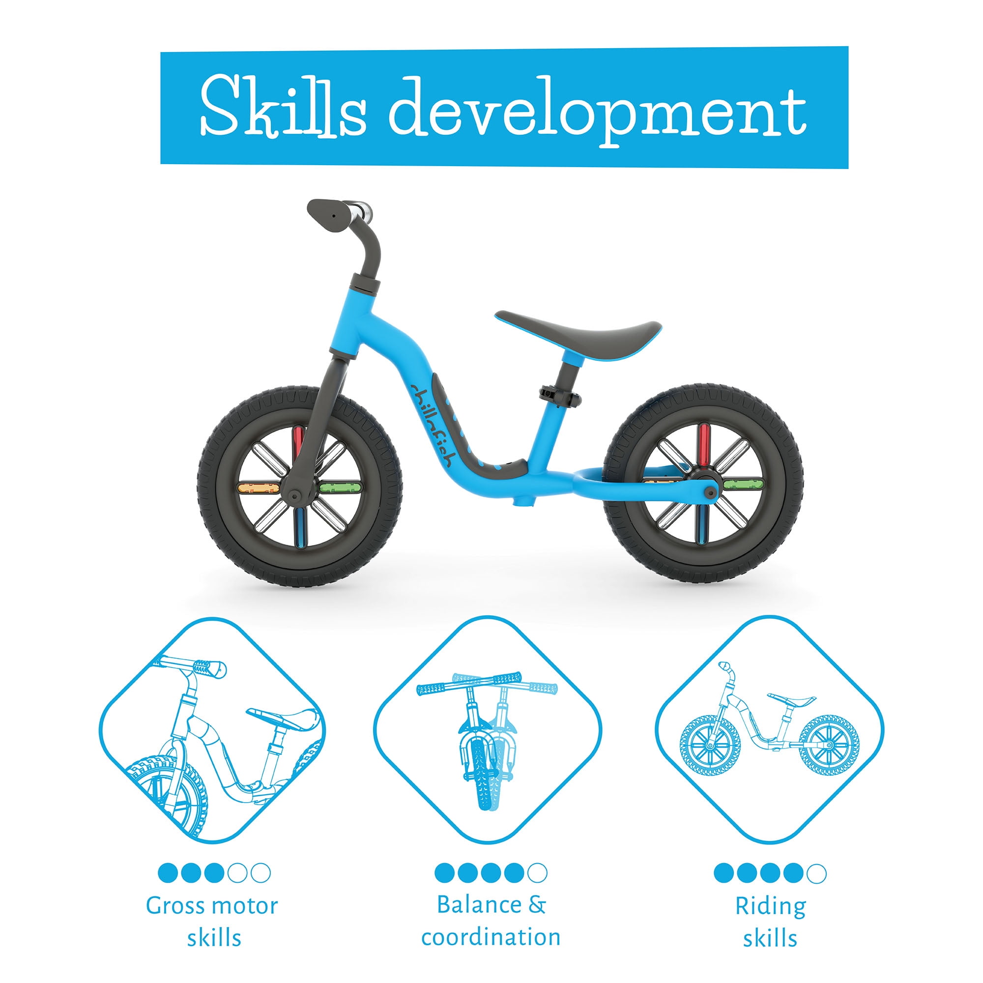 Chillafish Blue Buzzi 10' Balance Bike for Kids 1.5 Years and Older, Lightweight Toddler Bike with Adjustable Seat