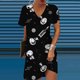 thumbnail image 3 of 2024 Europa y Estados Unidos primavera y verano nuevas mujeres estampado empalme cuello en V Snoopy estampado vestido suelto mujeres, 3 of 5