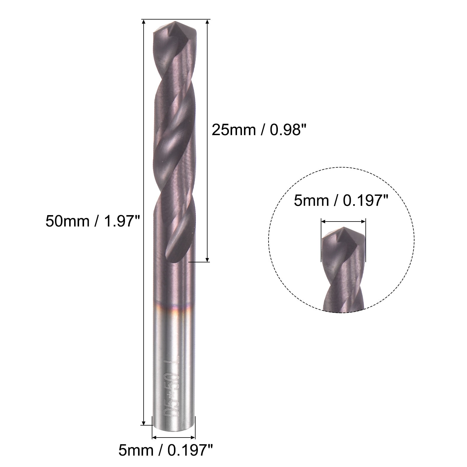 Unique Bargains Tungsten Carbide AlTiSin Coated Jobber Drill Bits 5mm