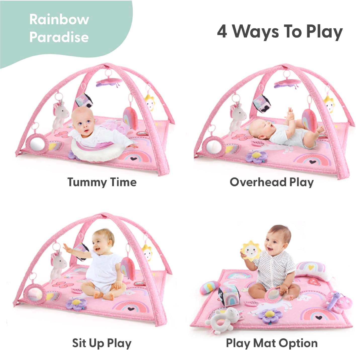 The Peanutshell Rainbow Paradise 7-in-1 Activity Gym and Play Mat for Baby