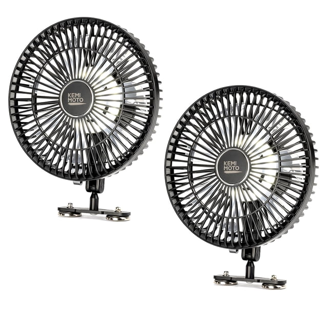 Ventilador magnético para carrito de golf KEMIMOTO de 20 cm con 3 modos de luz y 6 velocidades