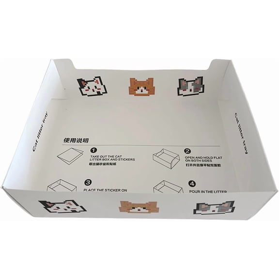 ACDANC Disposable Foldable Cardboard Cat Litter Box – Portable and Hygienic Litter Box for Travel, Camping, and Temporary Use