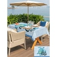 thumbnail image 4 of Outdoor Tablecloth with Umbrella Hole and Zipper, Teal Sea Turtle Rectangle Table Cloth 54x80 Inch Waterproof Tablecloth, Coastal Ocean Summer Ocean Waves Picnic Table Cover for Patio Camping, 4 of 7