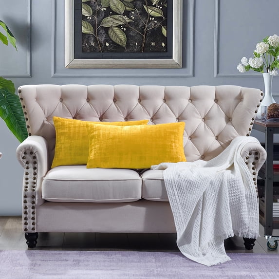 Home Soft Things Textured Velvet 2 Piece Pillow Shell Set - Sulphur - 14" x 26"