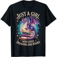 thumbnail image 2 of 100% Cotton Just A Girl Who Loves Dragons And Books T-Shirt, 2 of 5