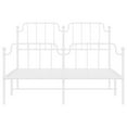 Bed frame with head and footboard metal white 135x190 cm