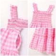 thumbnail image 4 of FYMNSI Mommy and Me Plaid Print Dresses with Pockets Sleeveless Smocked Long Sundress Casual High Waist Midi Tank Dress Pink (Girl 6-7T), 4 of 9