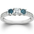 thumbnail image 1 of 1ct Treated Blue Diamond 3 Stone Engagement Ring 14K White Gold, 1 of 4