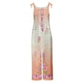 thumbnail image 4 of WXLWZYWL Jumpsuits for Women Casual Solid Overalls Jumpers with Buttons Pocket 2024 Baggy Cotton and Linen Jumpsuit, 4 of 5