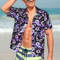 thumbnail image 5 of KLL Men's Hawaiian Shirt Short Sleeve Button Down Beach Shirts-Pink purple rainbow flower butterfly, 5 of 5