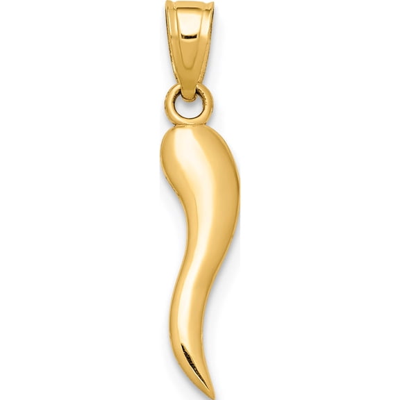 14K Yellow Gold Italian Horn Pendant (22.21 X 4.6) Made In United States k5926