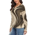 thumbnail image 2 of Abstract Brown Wave Pattern V-neck Sweater Winter Clothes Long Sleeve Knitwear Sweater Women's Pullover, 2 of 5