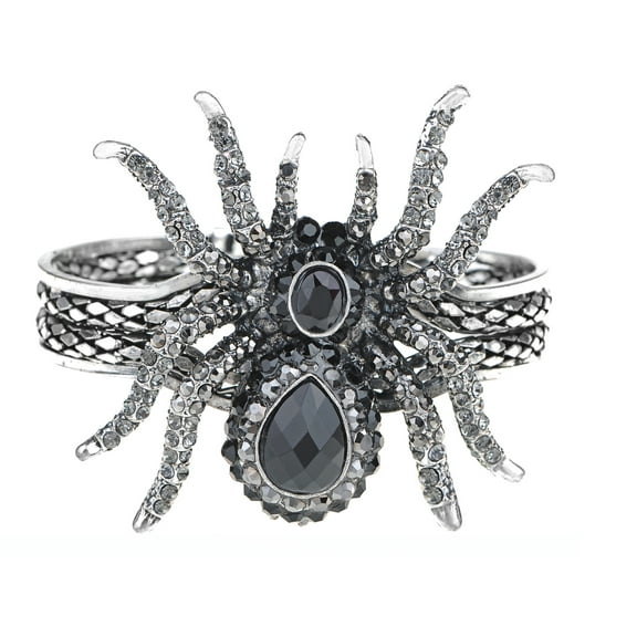Silvery Metal Spider Bangle Bracelet Halloween