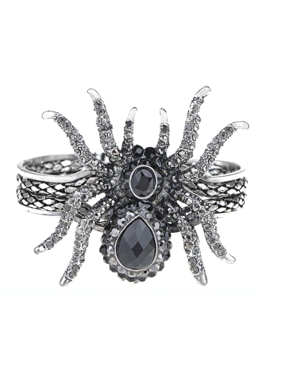 Silvery Metal Spider Bangle Bracelet Halloween