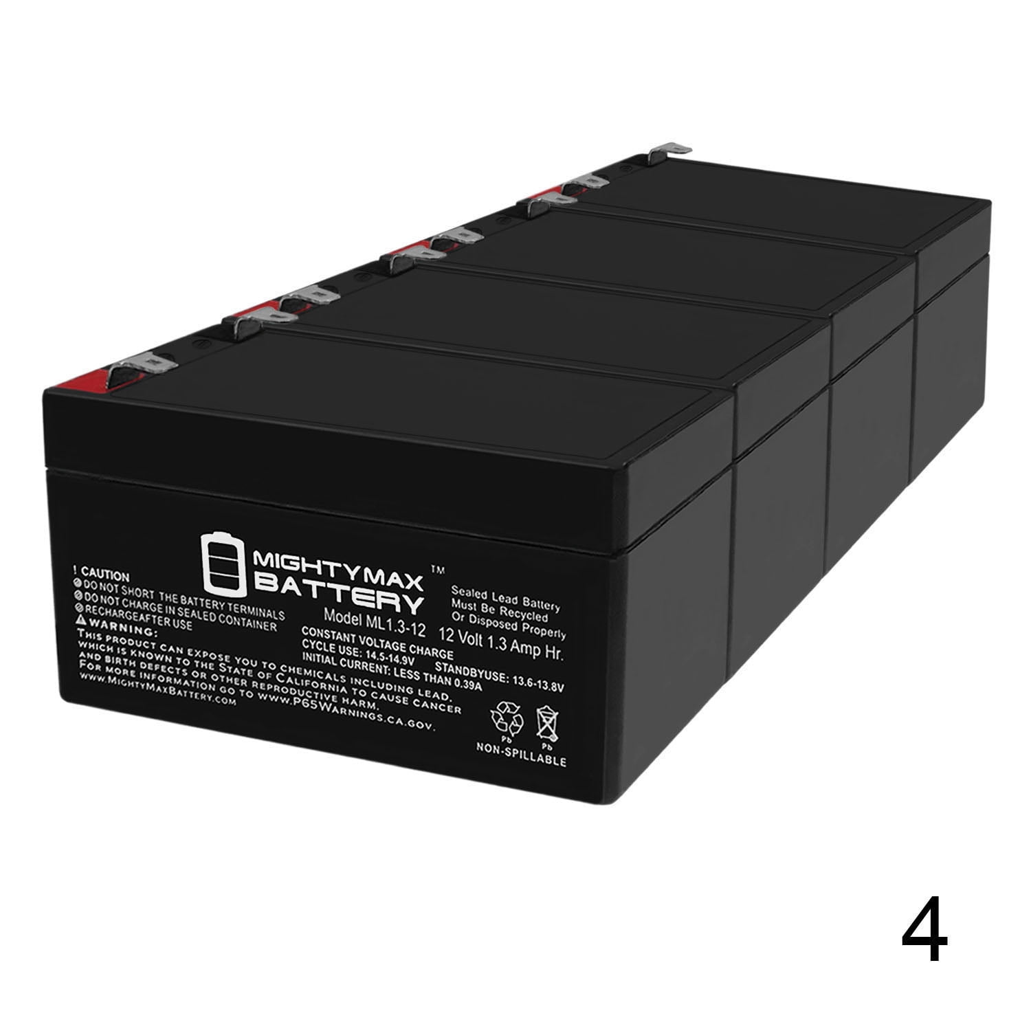 12V 1.3Ah Battery Replacement for Mercedes Benz N000000004039 4 Pack