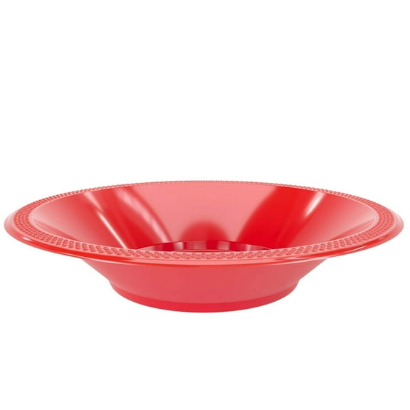 Disposable 15oz Red Plastic Bowl: 6CT