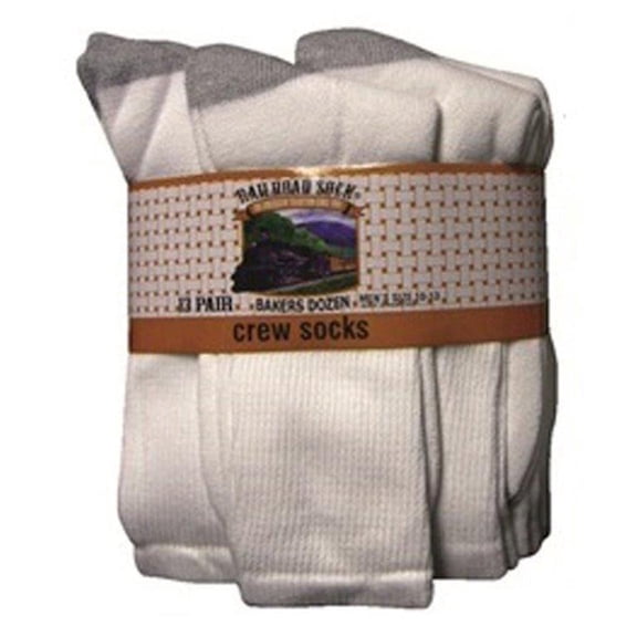 MENS SOCK CREW SZ10-13 WH 13PK