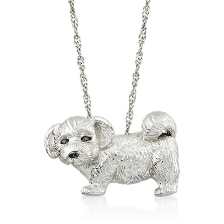 Ross-Simons Sterling Silver Dog Pin Pendant With Smoky Quartz Accents