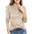 thumbnail image 2 of VBVC Women's Mock Neck Velvet Long Sleeve Pullover , Ladies' Slim Fit Stretch Top , Fall Winter Casual Layering Shirts For Women, S-2XL, 2 of 9