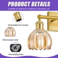 thumbnail image 5 of GCGAFUL Modern Gold Bathroom Vanity Light Fixtures, 20 in. 3-Light Bathroom Lights Fixtures Over Mirror with Amber Tulip Glass Shade, 5 of 10