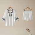 thumbnail image 5 of QGJZVUNL Boho 2 Piece Sets for Women Summer Outfits V Neck Top Elastic Waist Shorts Vacation Clothes Size 5XL, 5 of 5