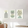 thumbnail image 6 of Sage Green Boho Wall Art Set of 3, Minimalist Framed Wall Art Geometric Line Leaf Beige Green Canvas Artwork Paintings, Abstract Botanical Boho Room Decor, Office, 12"x16", 6 of 6