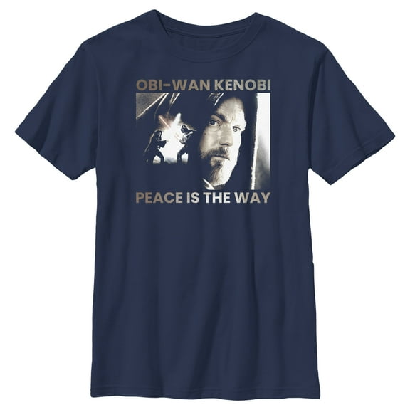 Boy's Star Wars: Obi-Wan Kenobi Darth Vader vs Kenobi Peace is the Way Graphic Tee Navy Blue Large