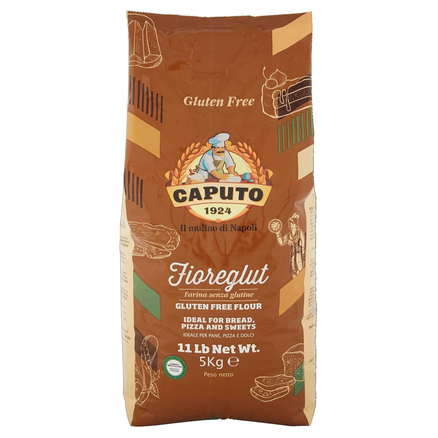 Antimo Caputo Gluten-Free Pizza Flour 11 Lb Bulk - All Natural Multi Purpose Flour & Starch Blend for Baking Pizza Bread & Pasta