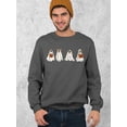 thumbnail image 3 of Hiding Ghost Dogs Halloween Outfit Pet Lovers Crewneck Sweatshirt, S, Charcoal, 3 of 6