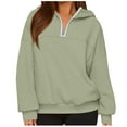 thumbnail image 2 of Aobny Green Birthday Shirts for Women Hoodie Plain Hooded Quarter Zip Shirt Long Sleeve Women's Plus Size Tops,XXL, 2 of 5