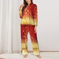 thumbnail image 2 of Balery Red Gold Glitter Pattern Pajama Sets for Women Long Sleeve 2 Piece Sleepwear Loungewear Sets Soft PJ's with Pockets Long Sleeve Comfy Pj Sets-Medium, 2 of 7