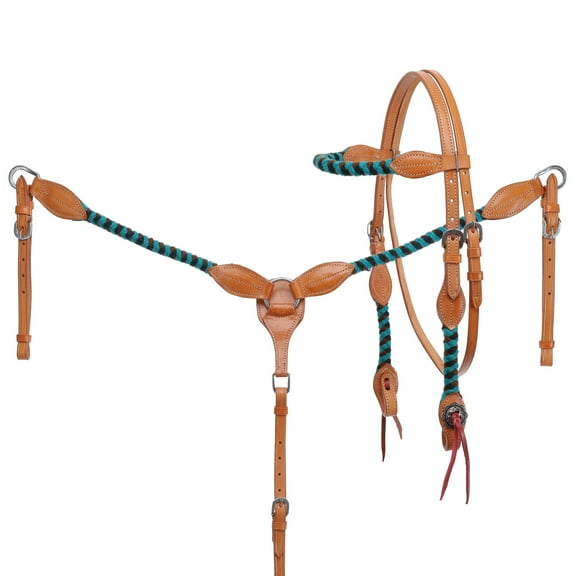 Showman Tealwood Mohair Browband Headstall & Breast Collar Set