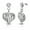 White, variant on Stainless Steel White Clear CZ Love Heart Drop Dangle Earrings