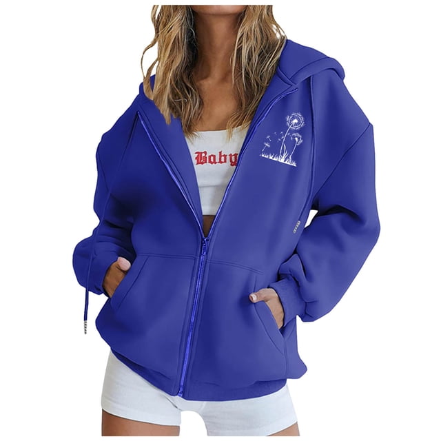 Chandails à Capuche Zippés pour Femmes Rabais de 50 % en Liquidation Mode Fermeture Éclair Col en V Hauts à Enfiler Manches Longues Blouse à Capuche Imprimée Chandail