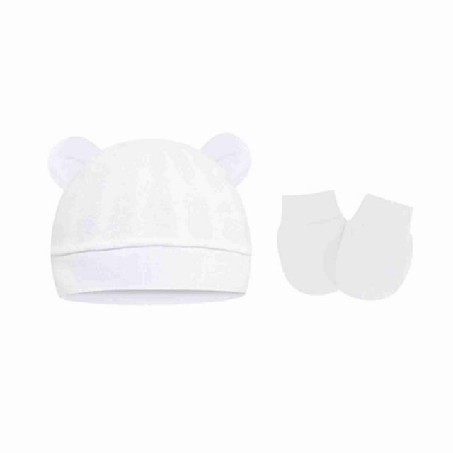 Newborn Baby Hats and Mittens Set Solid Color Cotton Caps Gloves for Baby Boys and Girls, Hospital Hat