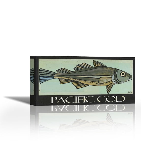 Pacific Cod - Contemporary Fine Art Giclee on Canvas Gallery Wrap - wall décor - Art painting - 36 x 18 Inch - Ready to Hang